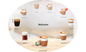 Coffee vending machine screen with drinks choices available throughout New Zealand